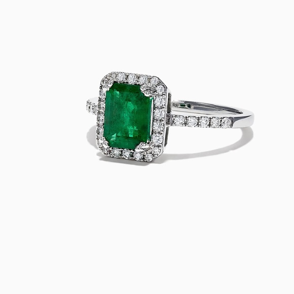 EFFY Brasilica 14K White Gold Emerald and Diamond Ring, 1.69 TCW - Picture 1 of 7